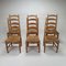 Chaises de Salon en Chêne et Paille, 1950s, Set de 6 2