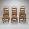 Oak and Straw Dining Chairs, 1950s, Set of 6, Image 2