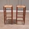 Mid-Century Barstools with Rush Seat, 1960s, Set of 2 1