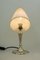 Art Deco Oval Alpaca Table Lamp with Fabric Lampshade, 1920s 5