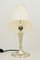 Lampada da tavolo Art Deco ovale in alpaca con paralume in stoffa, anni '20, Immagine 6