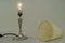 Art Deco Oval Alpaca Table Lamp with Fabric Lampshade, 1920s 14