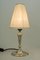 Art Deco Oval Alpaca Table Lamp with Fabric Lampshade, 1920s 3