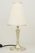 Art Deco Oval Alpaca Table Lamp with Fabric Lampshade, 1920s 2