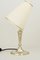 Art Deco Oval Alpaca Table Lamp with Fabric Lampshade, 1920s 10