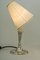 Art Deco Oval Alpaca Table Lamp with Fabric Lampshade, 1920s 9