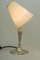 Ovale Art-Déco Alpaca Tischlampe mit Lampenschirm aus Stoff, 1920er 9