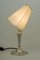 Ovale Art-Déco Alpaca Tischlampe mit Lampenschirm aus Stoff, 1920er 11