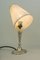 Art Deco Oval Alpaca Table Lamp with Fabric Lampshade, 1920s 7
