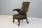 Carved Rosewood Armchair in Aged Leather 12