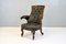 Carved Rosewood Armchair in Aged Leather 14