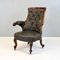 Carved Rosewood Armchair in Aged Leather 1