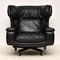 Vintage Leather Reclining Armchair and Stool Set, 1960s 5