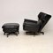 Vintage Leather Reclining Armchair and Stool Set, 1960s 4