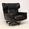 Vintage Leather Reclining Armchair and Stool Set, 1960s 6