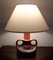 Table Lamp With Ceramic Stem In Orange and Brown & Creamy White Shade, 1970s, Image 4