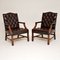 Deep Buttoned Leather Library Armchairs, 1950s, Set of 2 1