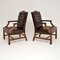 Deep Buttoned Leather Library Armchairs, 1950s, Set of 2 3