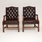 Deep Buttoned Leather Library Armchairs, 1950s, Set of 2 2