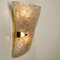 Textured Murano Glass Brass Sconces, 1960s, Set of 2, Image 4