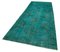 Vintage Turquoise Turkish Overdyed Runner Rug 3