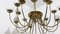 Italian Brass and Opaline Glass Ceiling Lamp, 1950s 10