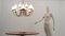 Lampada da soffitto in ottone e vetro opalino, Italia, anni '50, Immagine 11
