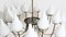 Lampada da soffitto in ottone e vetro opalino, Italia, anni '50, Immagine 4