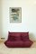 Vintage Velvet Burgundy Togo Living Room Set by Michel Ducaroy for Ligne Roset, 1970s, Set of 3 31