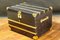 Antique Black Trunk with Inlaid Brass, Image 1