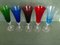 Colored Murano Glass Champagne Flutes, 1950s, Set of 5 3