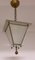 Ceiling Lamp in Frosted Glass with Brass Frame, 1920s 2