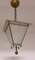 Deckenlampe aus Milchglas mit Messingrahmen, 1920er 2