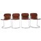 Italian Leather Dining Chairs by Willy Rizzo for Cidue, 1970s, Set of 4 1