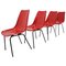 Mid-Century Red Fiberglass Dining Chairs, Czechoslovakia, 1960s, Set of 4 1