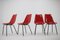 Mid-Century Red Fiberglass Dining Chairs, Czechoslovakia, 1960s, Set of 4 5