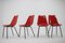 Mid-Century Red Fiberglass Dining Chairs, Czechoslovakia, 1960s, Set of 4, Image 5