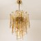 Brass Clear and Amber Spiral Glass Chandelier by Doria, 1970, Image 6