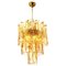Brass Clear and Amber Spiral Glass Chandelier by Doria, 1970 1