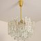 Brass and Ice Glass Pendant Chandelier from Kalmar, 1970s 2