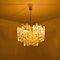 Brass and Ice Glass Pendant Chandelier from Kalmar, 1970s 5