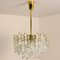 Brass and Ice Glass Pendant Chandelier from Kalmar, 1970s 4