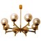 Chandelier with Opaline Brass in the Style of Sciolari 1