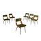 Chaises de Salon en Acajou, Laiton & Velours, Italie, 1950s, Set de 6 1