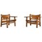 Danish Modern No. 2226 Spanish Chairs in Oak and Saddle Leather by Børge Mogensen, Set of 2 1