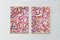 Natalia Roman, Abstraktes Diptychon aus warmrosa Bändern, Acryl auf Papier, 2021 9