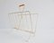 Mid-Century Gold Metal Magazine Rack with Wooden Handle 2