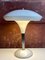 Lampada da tavolo in stile Bauhaus bianca e cromata, Immagine 2
