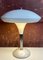 Lampada da tavolo in stile Bauhaus bianca e cromata, Immagine 4