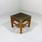 Wooden Stool With Saddle Leather Seat, 1980s, Image 1